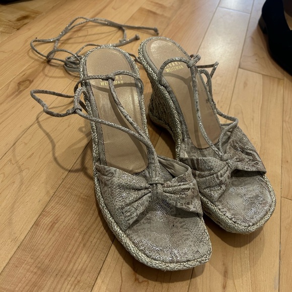 Stuart Weitzman Gray Espadrille Wedges - Picture 3 of 3